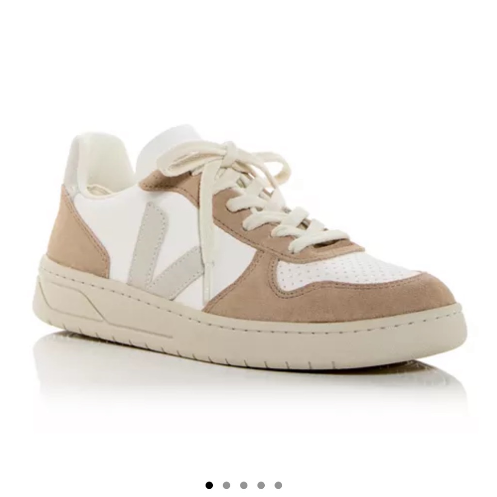 Veja Women's V-10 Leather White Natural Sahara Sneakers